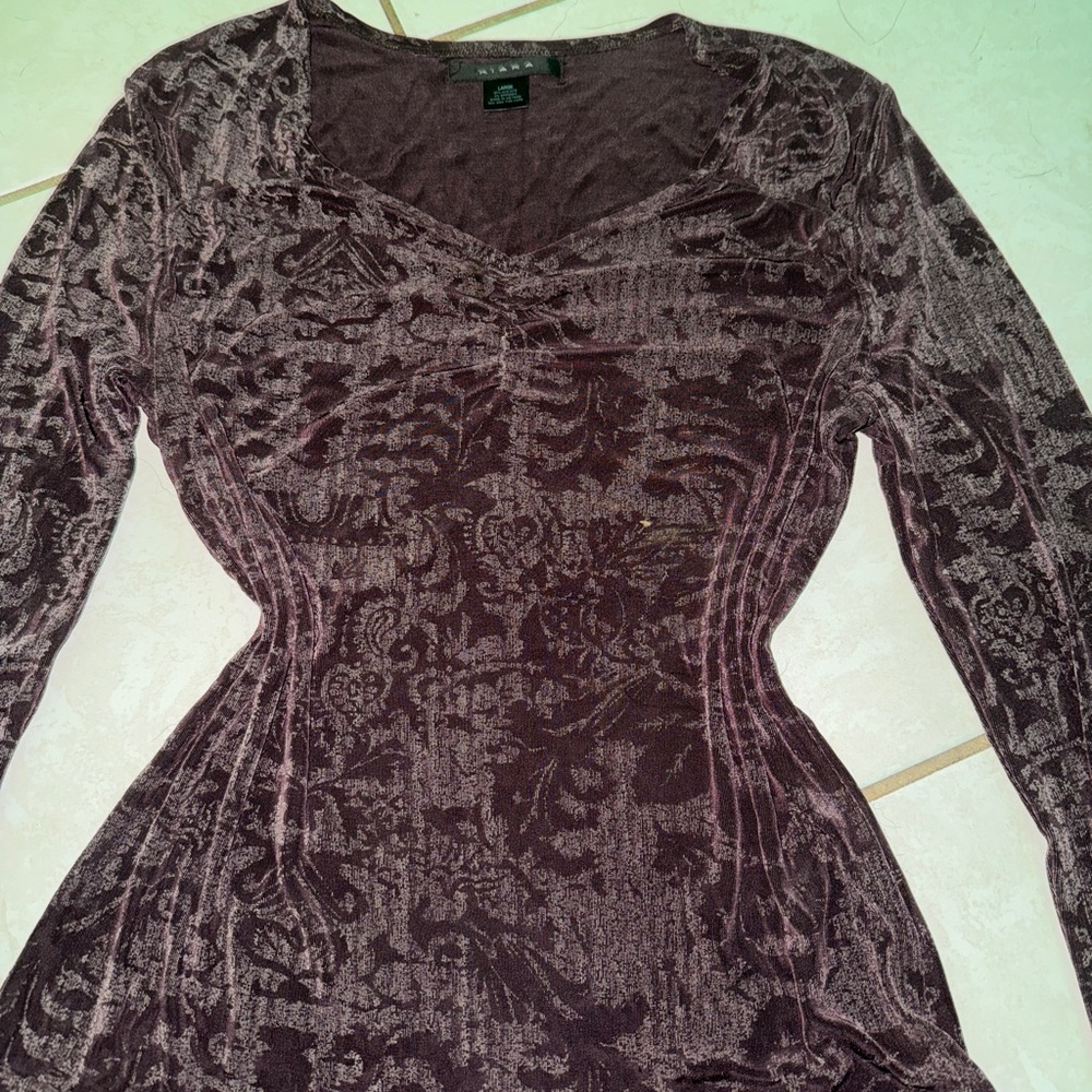 Kiara Velvet Long Sleeve top in Deep Purple